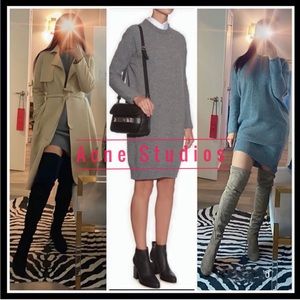 Acne Studios Oversized Gray Lambswool Sweater Dress - Size Small